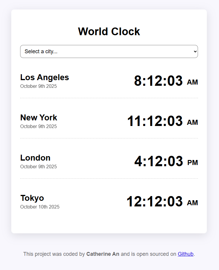 World clock UI
